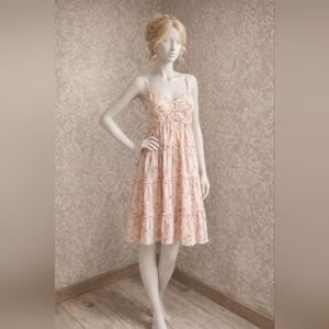NWT Aéropostale Medium Floral Tiered Sun Dress Pink Romantic Cottagecore Tank V